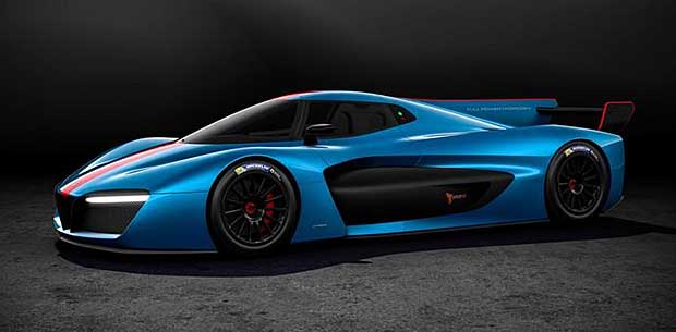 Side view of Pininfarina H2 Speed hydrogen fuel cell racecar