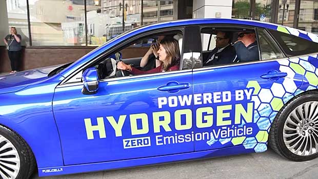 Danielle Smith Driving Hydrogen Fuel Cell Car